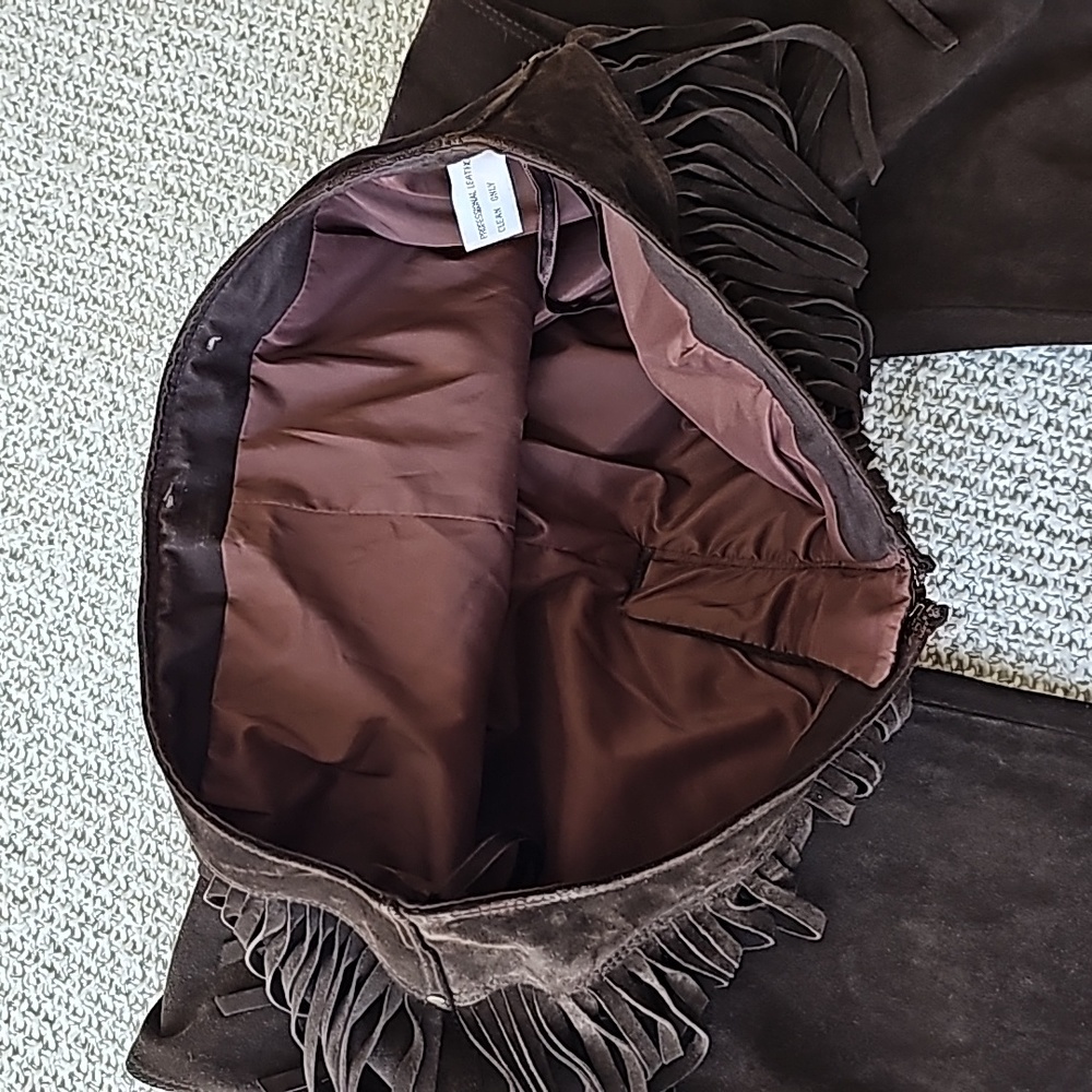 Genuine Leather Dark Brown Pants with Fringe Details Size 8 Aprox - Picture 11 of 16